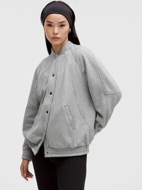 lululemon athletica Light Gray Varsity-Style Bomber Jacket
